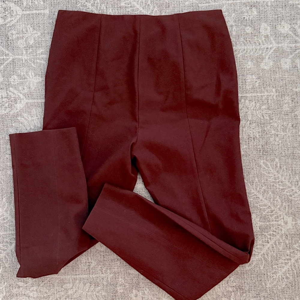 Vince Ankle Length Trouser L Slim Fit Brick Red Italian Stretch Fabric Mint Cond - Picture 4 of 6